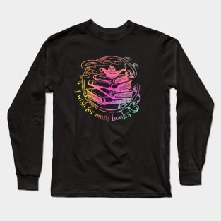 "I wish for more books" - bright gradient genie lamp on a stack of books Long Sleeve T-Shirt